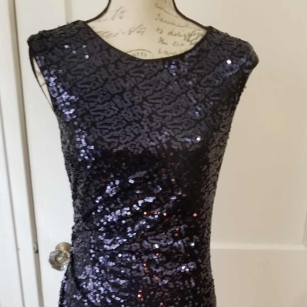 Navy Blue Sequined Dress